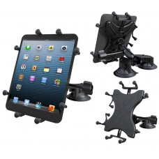 Double Twist Lock Suction Cup EFB Mount with Retention Knob & X-Grip® Holder for 10" Tablets